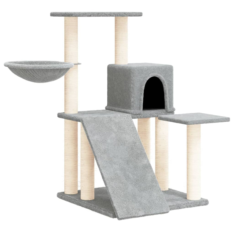 vidaXL világosszürke macskabútor szizál kaparófákkal 82 cm