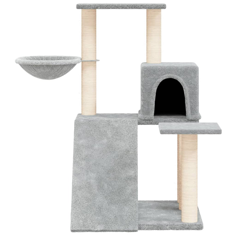 vidaXL világosszürke macskabútor szizál kaparófákkal 82 cm