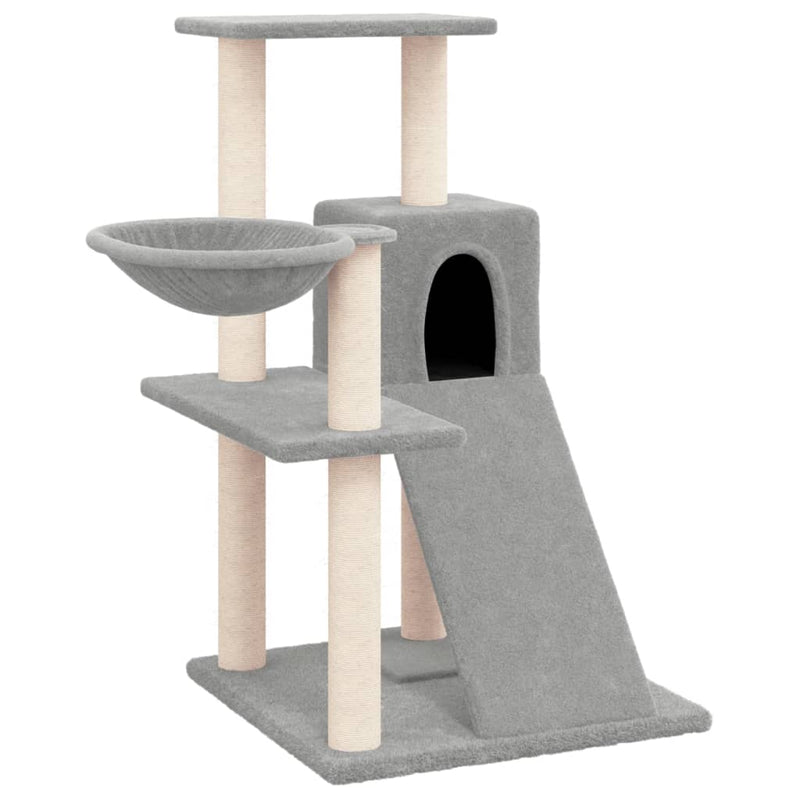vidaXL világosszürke macskabútor szizál kaparófákkal 82 cm