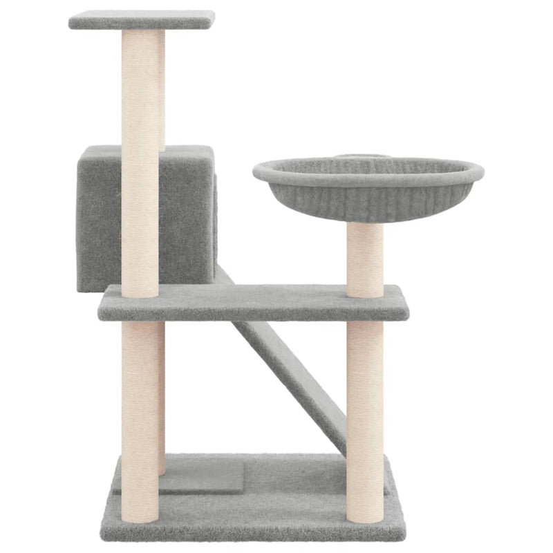 vidaXL világosszürke macskabútor szizál kaparófákkal 82 cm
