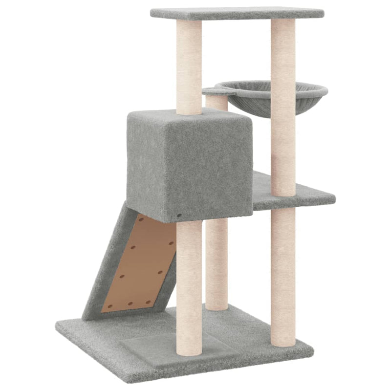 vidaXL világosszürke macskabútor szizál kaparófákkal 82 cm