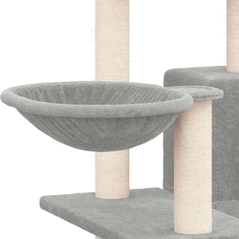 vidaXL világosszürke macskabútor szizál kaparófákkal 82 cm