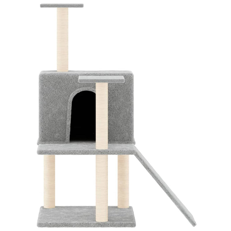 vidaXL világosszürke macskabútor szizál kaparófákkal 109 cm