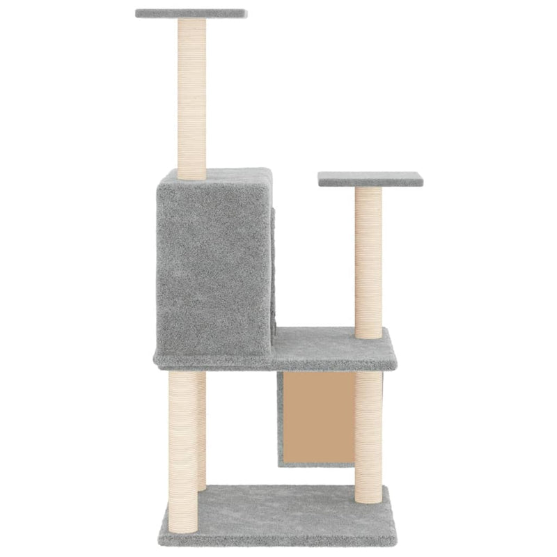 vidaXL világosszürke macskabútor szizál kaparófákkal 109 cm