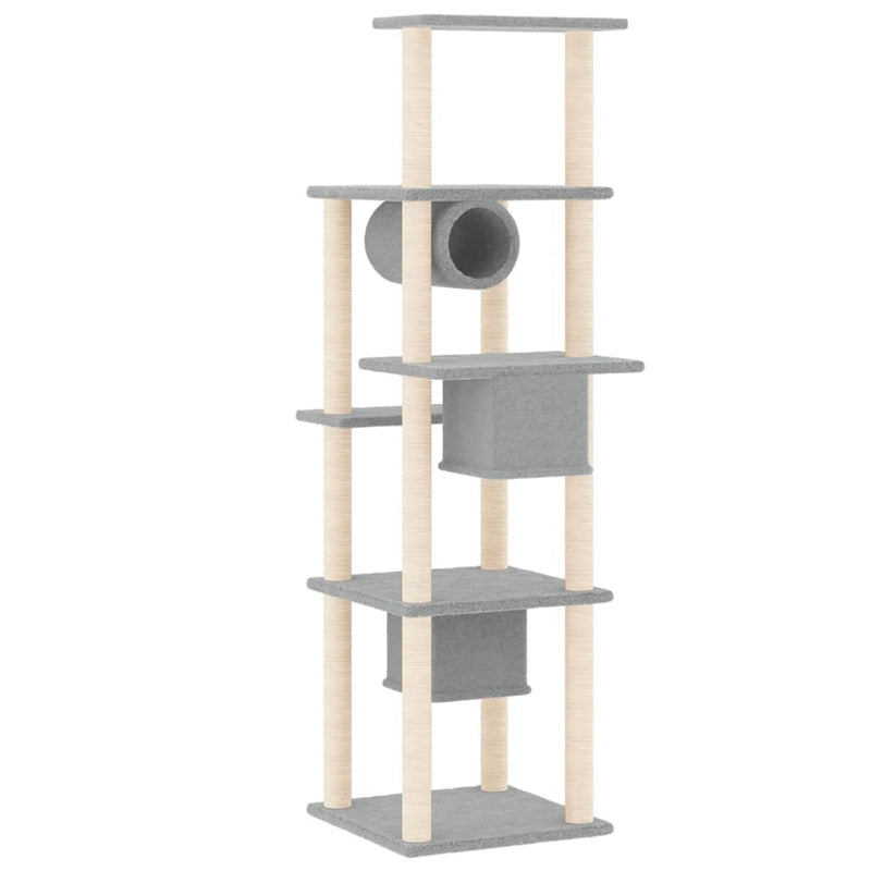 vidaXL világosszürke macskabútor szizál kaparóoszlopokkal 169 cm