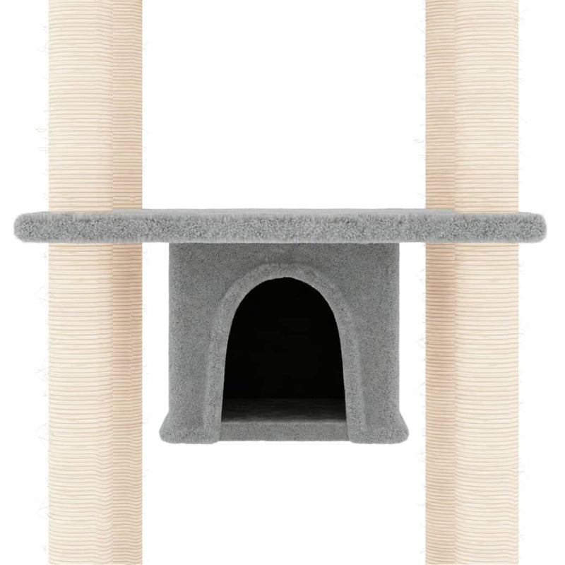 vidaXL világosszürke macskabútor szizál kaparóoszlopokkal 169 cm