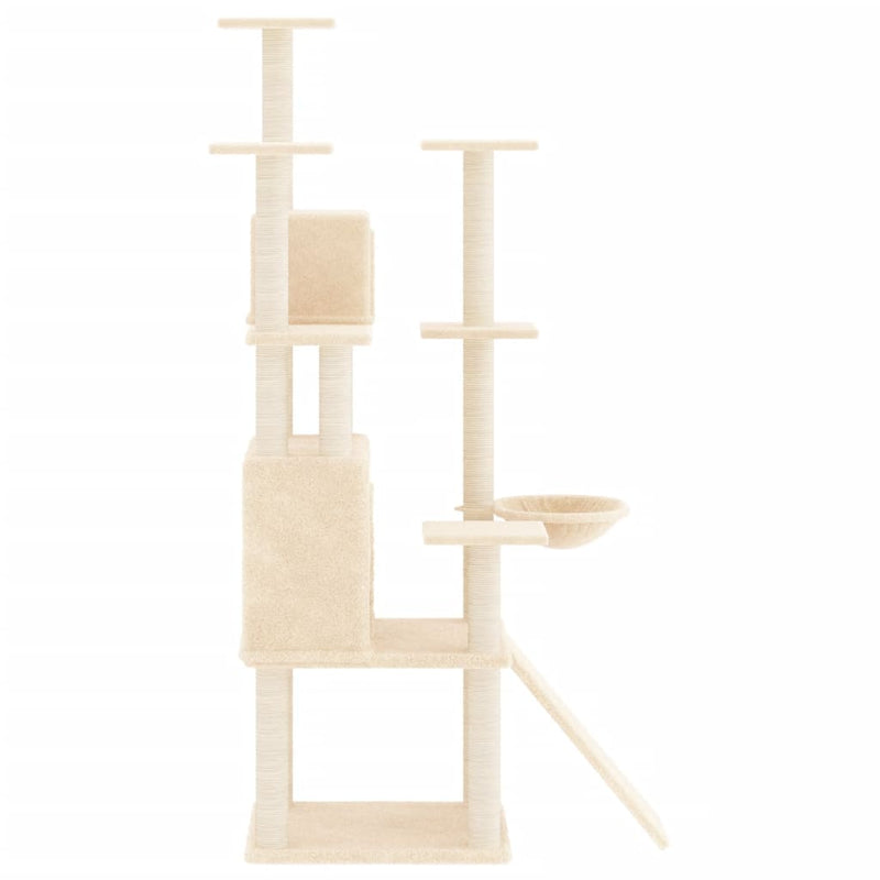 vidaXL krémszínű macskabútor szizál kaparófákkal 154 cm