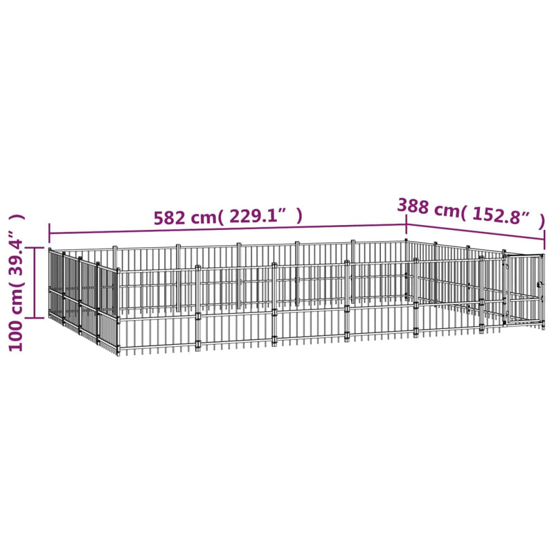 vidaXL acél kültéri kutyakennel 22,58 m²