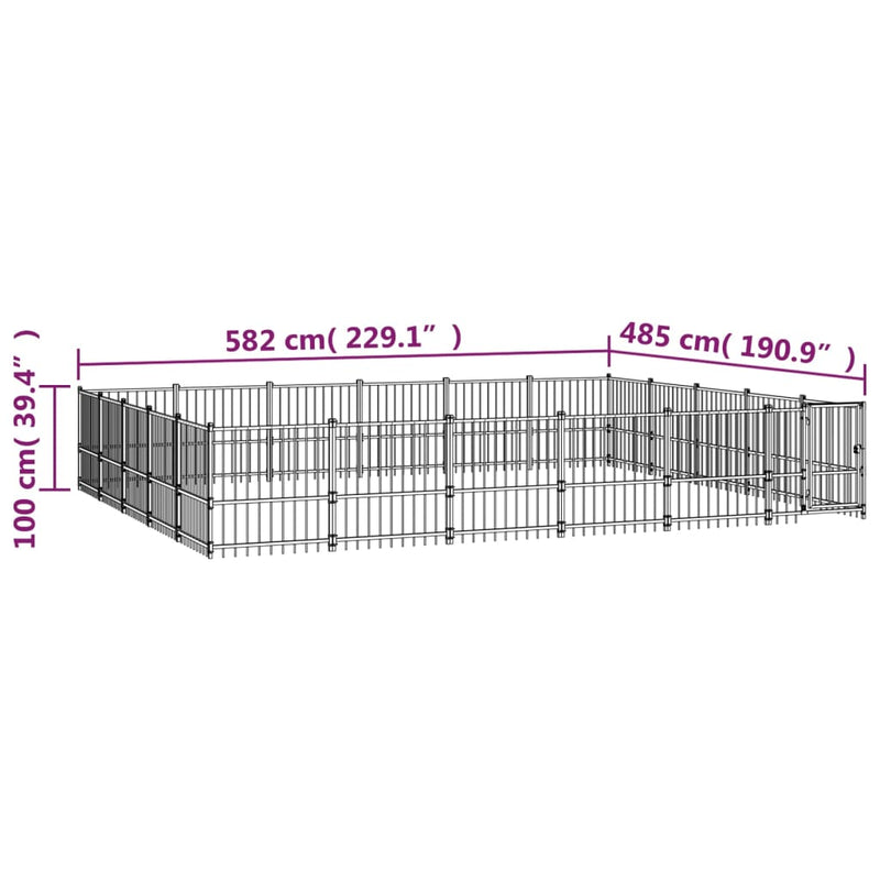 vidaXL acél kültéri kutyakennel 28,23 m²