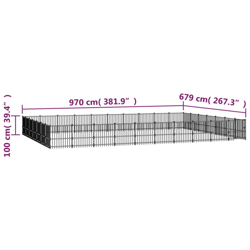 vidaXL acél kültéri kutyakennel 65,86 m²