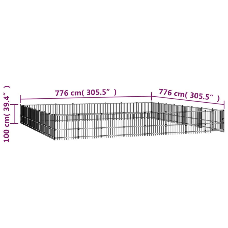 vidaXL acél kültéri kutyakennel 60,22 m²