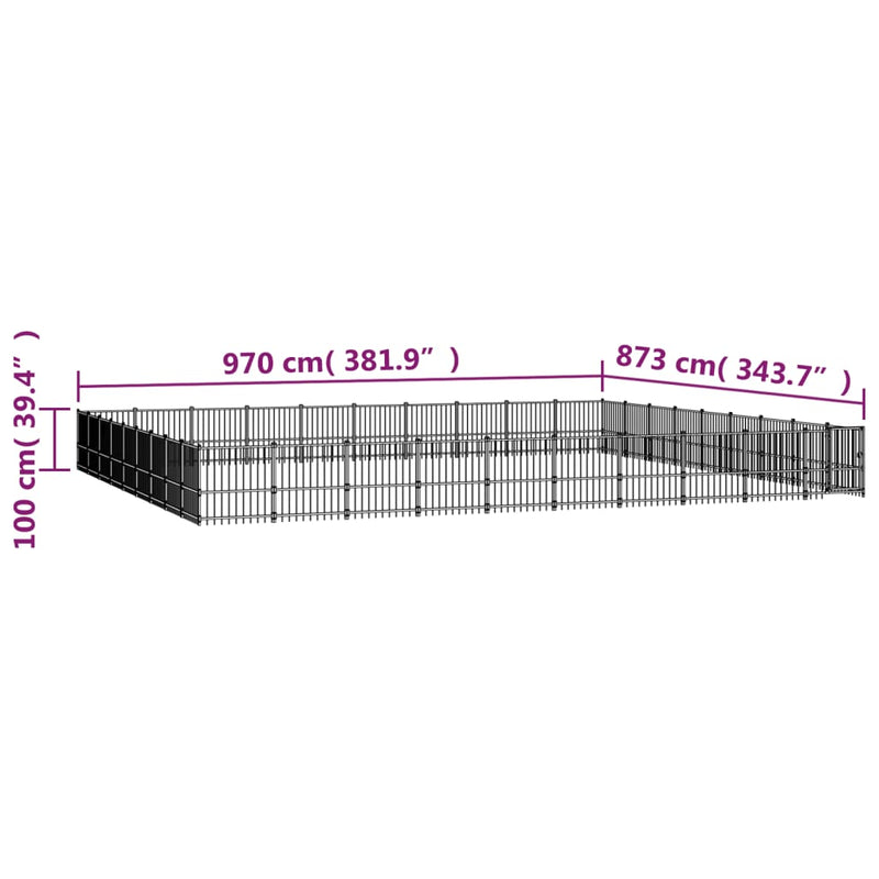 vidaXL acél kültéri kutyakennel 84,68 m²
