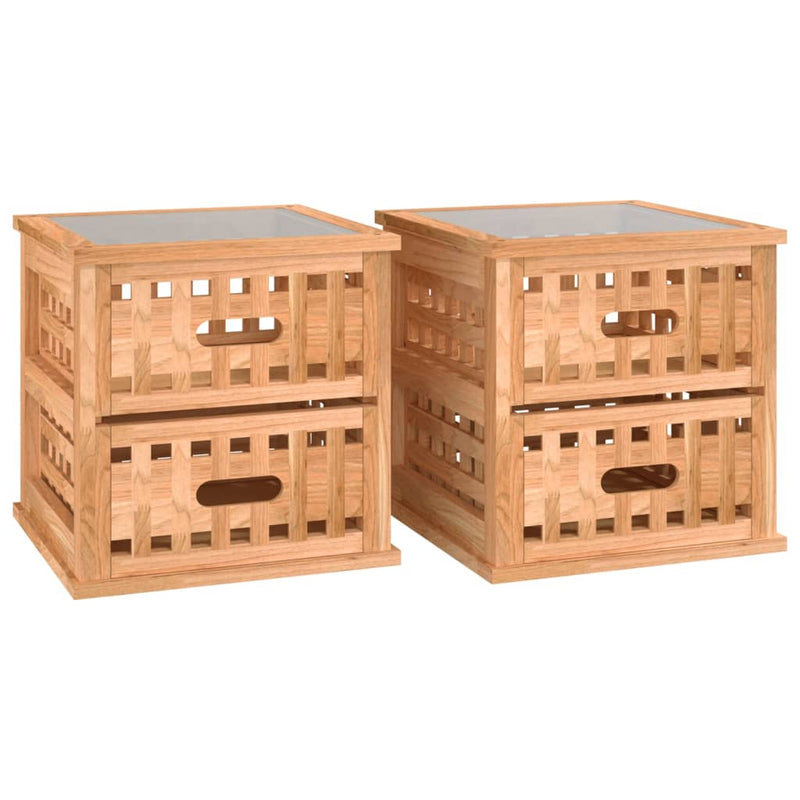 vidaXL 2 db tömör diófa éjjeliszekrény 34 x 34 x 34 cm