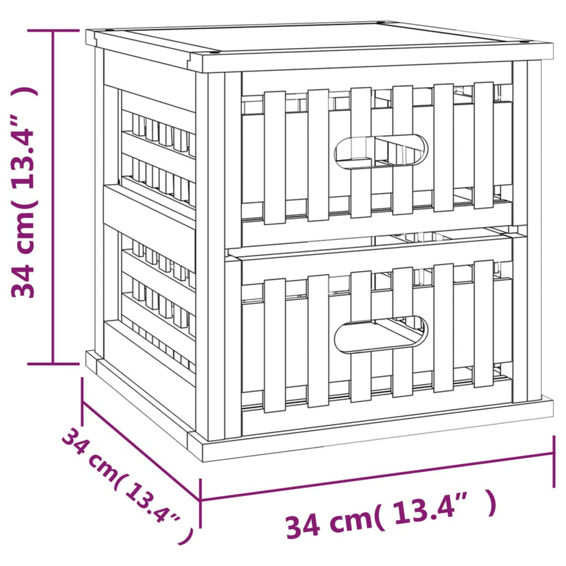vidaXL 2 db tömör diófa éjjeliszekrény 34 x 34 x 34 cm