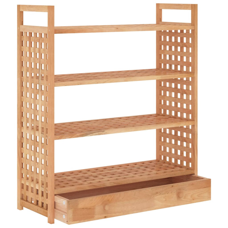 vidaXL tömör diófa cipőállvány fiókkal 70 x 27 x 81 cm