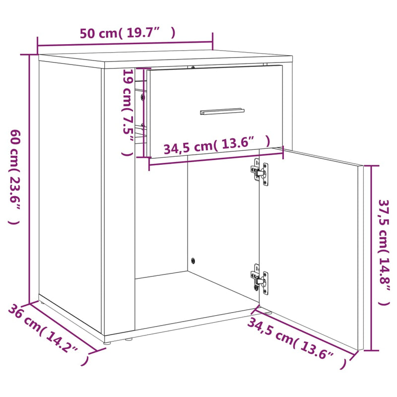 vidaXL barna tölgyszínű szerelt fa éjjeliszekrény 50 x 36 x 60 cm