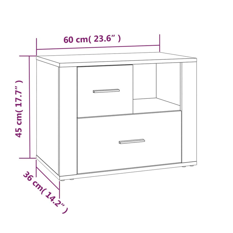 vidaXL füstös tölgy színű szerelt fa éjjeliszekrény 60 x 36 x 45 cm