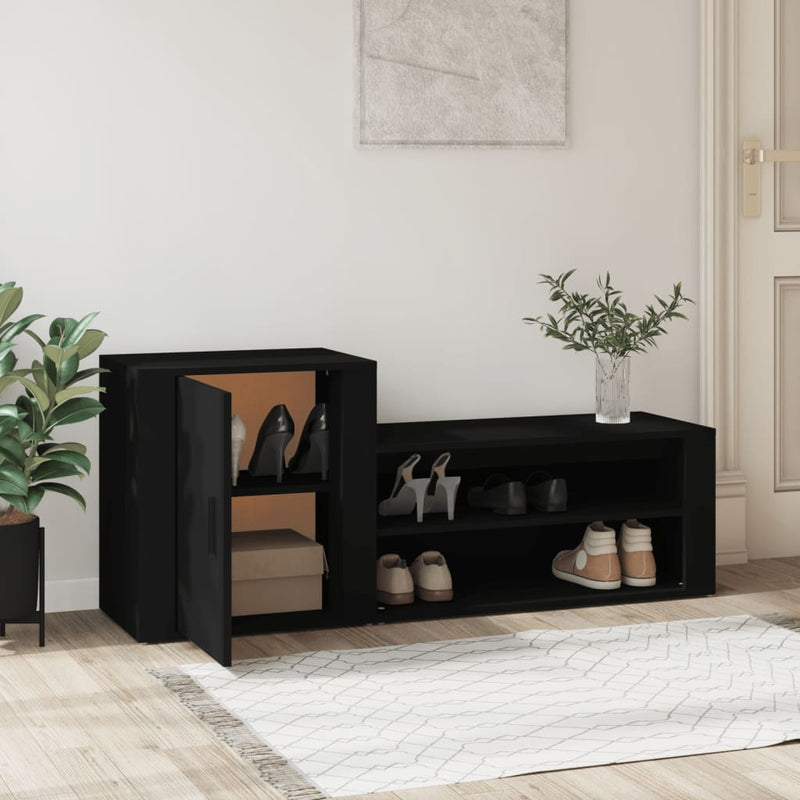 vidaXL fekete szerelt fa cipősszekrény 130x35x54 cm