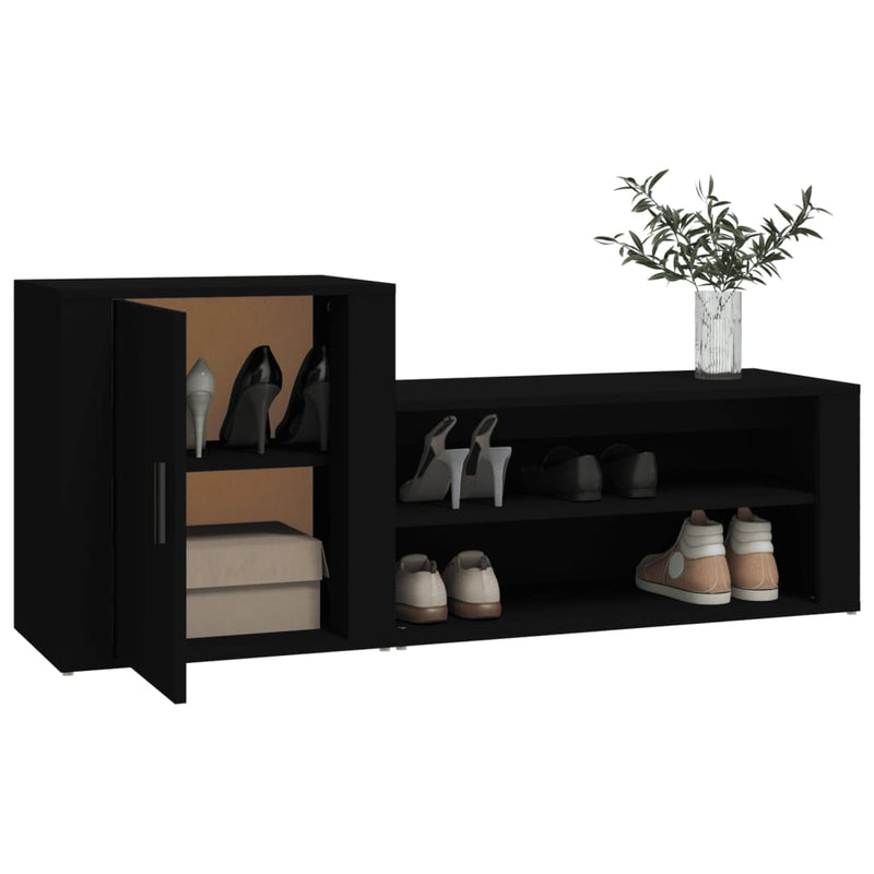 vidaXL fekete szerelt fa cipősszekrény 130x35x54 cm