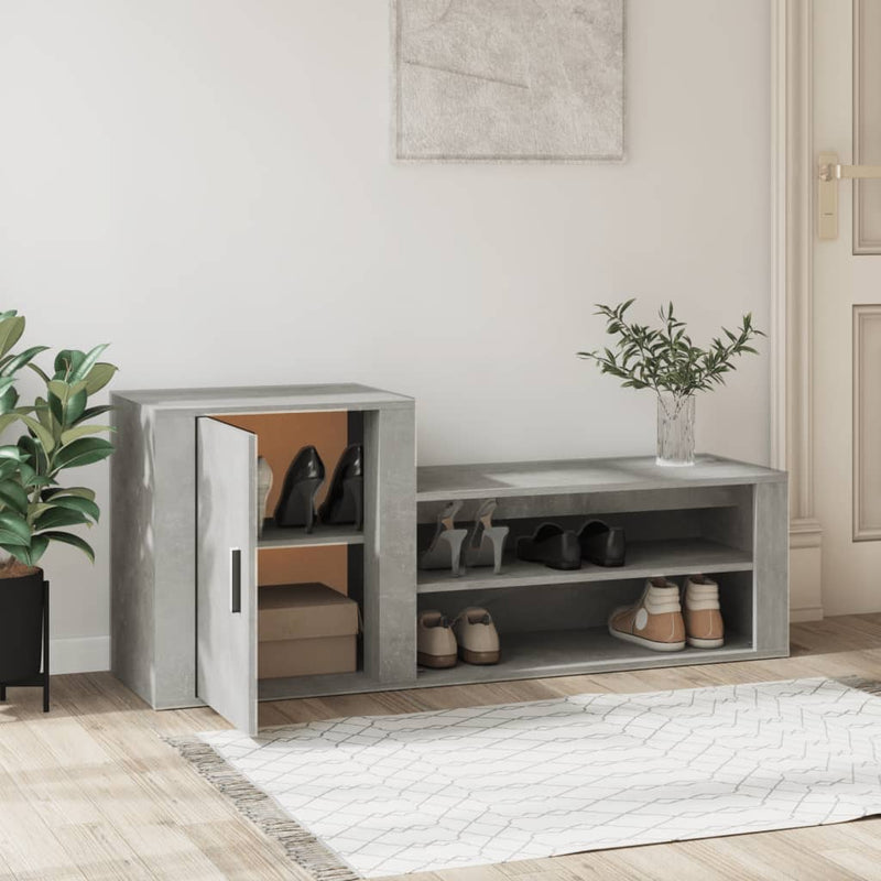 vidaXL betonszürke szerelt fa cipőszekrény 130x35x54 cm