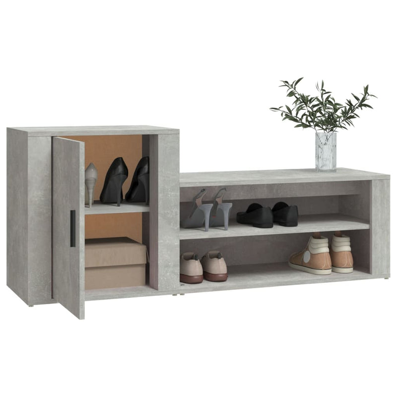vidaXL betonszürke szerelt fa cipőszekrény 130x35x54 cm