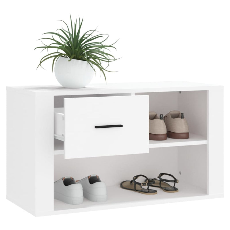 vidaXL fehér szerelt fa cipősszekrény 80x35x45 cm