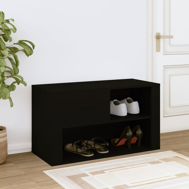 vidaXL fekete szerelt fa cipősszekrény 80x35x45 cm