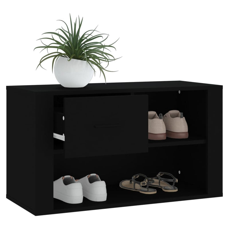 vidaXL fekete szerelt fa cipősszekrény 80x35x45 cm
