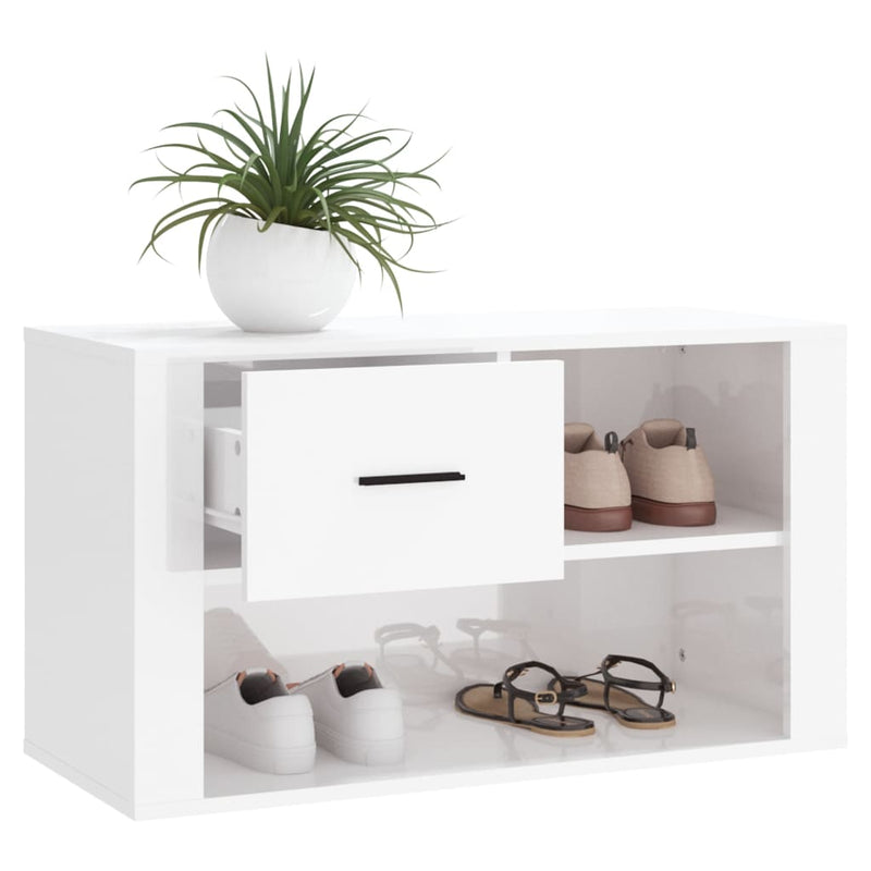 vidaXL magasfényű fehér szerelt fa cipőszekrény 80 x 35 x 45 cm