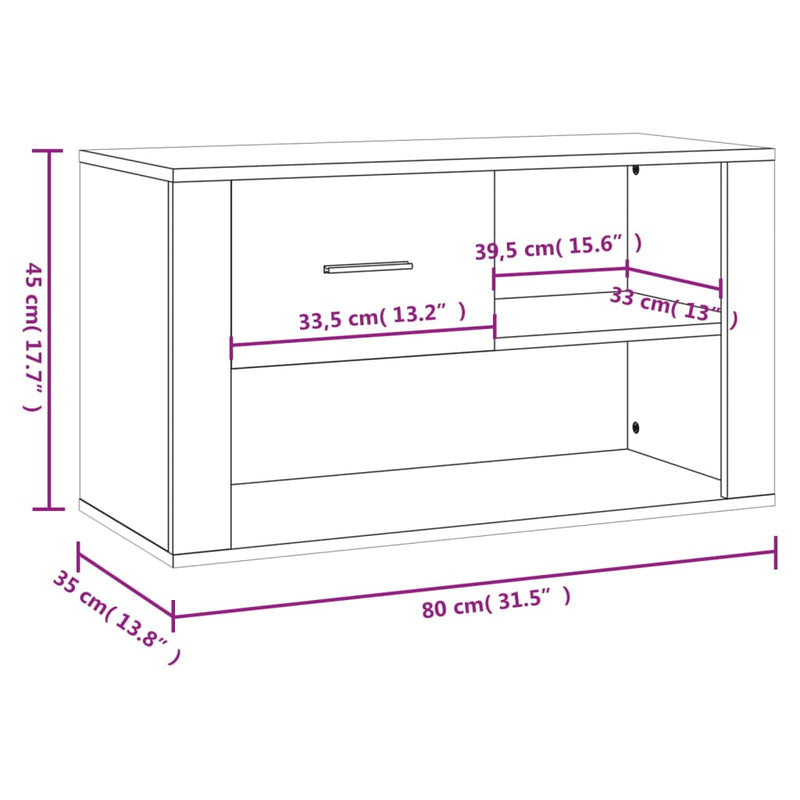 vidaXL magasfényű fehér szerelt fa cipőszekrény 80 x 35 x 45 cm