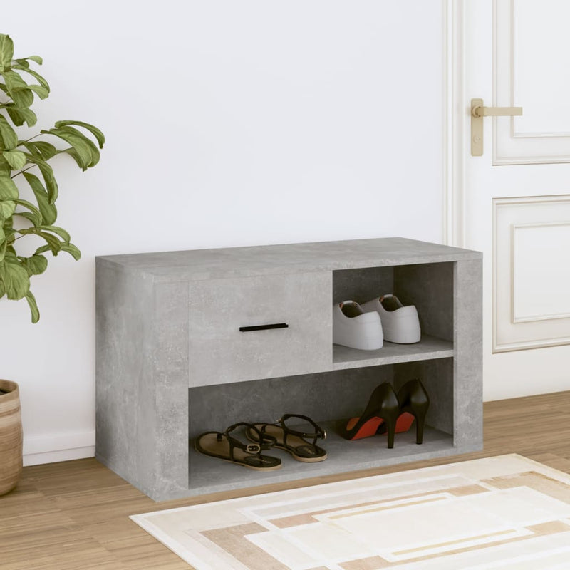 vidaXL betonszürke szerelt fa cipőszekrény 80x35x45 cm