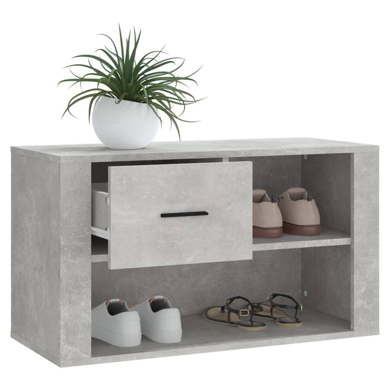 vidaXL betonszürke szerelt fa cipőszekrény 80x35x45 cm
