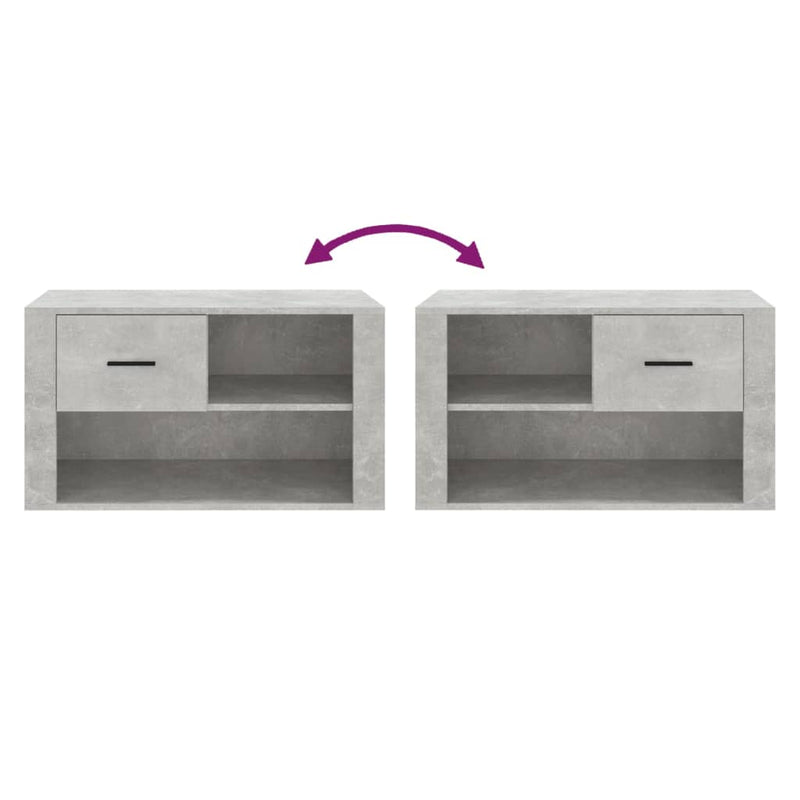 vidaXL betonszürke szerelt fa cipőszekrény 80x35x45 cm
