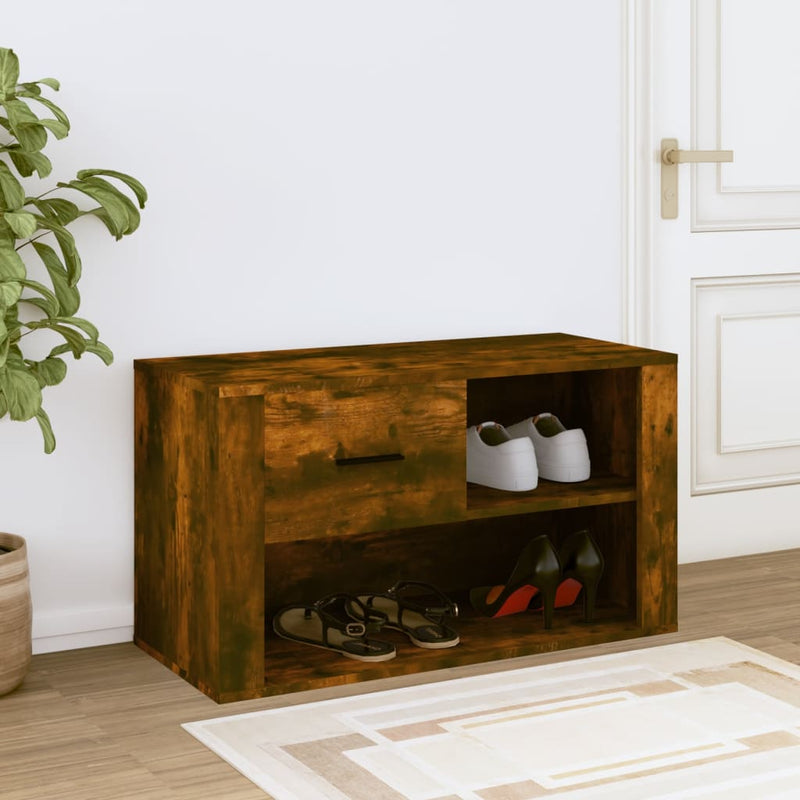 vidaXL füstös tölgy színű szerelt fa cipősszekrény 80x35x45 cm