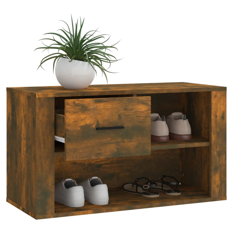 vidaXL füstös tölgy színű szerelt fa cipősszekrény 80x35x45 cm