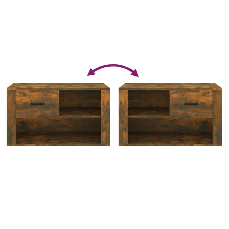vidaXL füstös tölgy színű szerelt fa cipősszekrény 80x35x45 cm