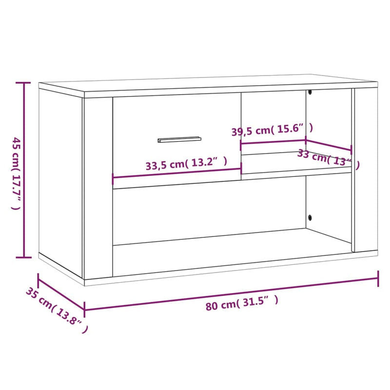 vidaXL barna tölgy színű szerelt fa cipősszekrény 80x35x45 cm