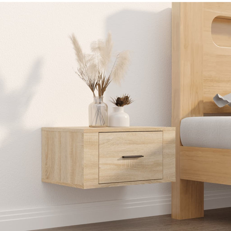 vidaXL 2 db sonoma tölgy falra szerelhető éjjeliszekrény 50x36x25 cm