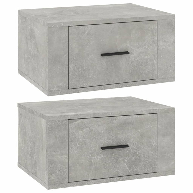 vidaXL 2 db betonszürke falra szerelhető éjjeliszekrény 50x36x25 cm