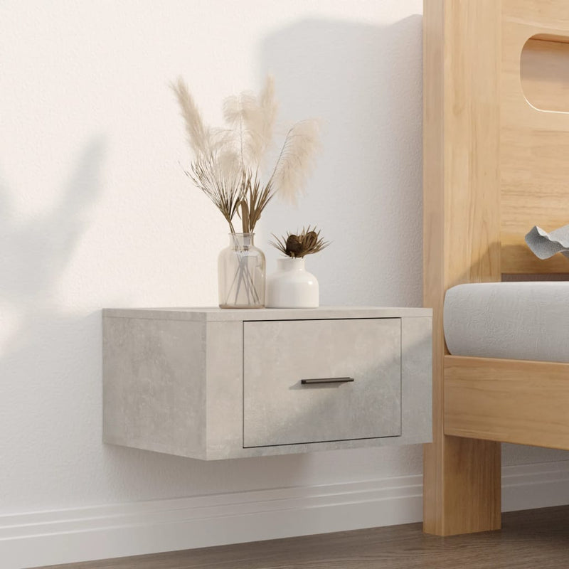 vidaXL 2 db betonszürke falra szerelhető éjjeliszekrény 50x36x25 cm