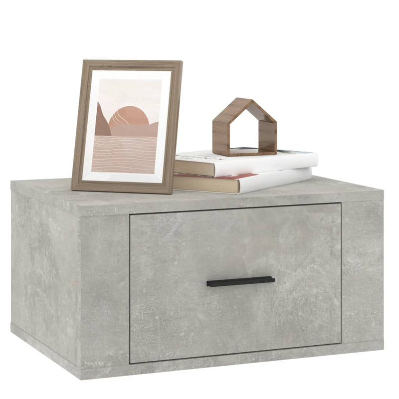 vidaXL 2 db betonszürke falra szerelhető éjjeliszekrény 50x36x25 cm
