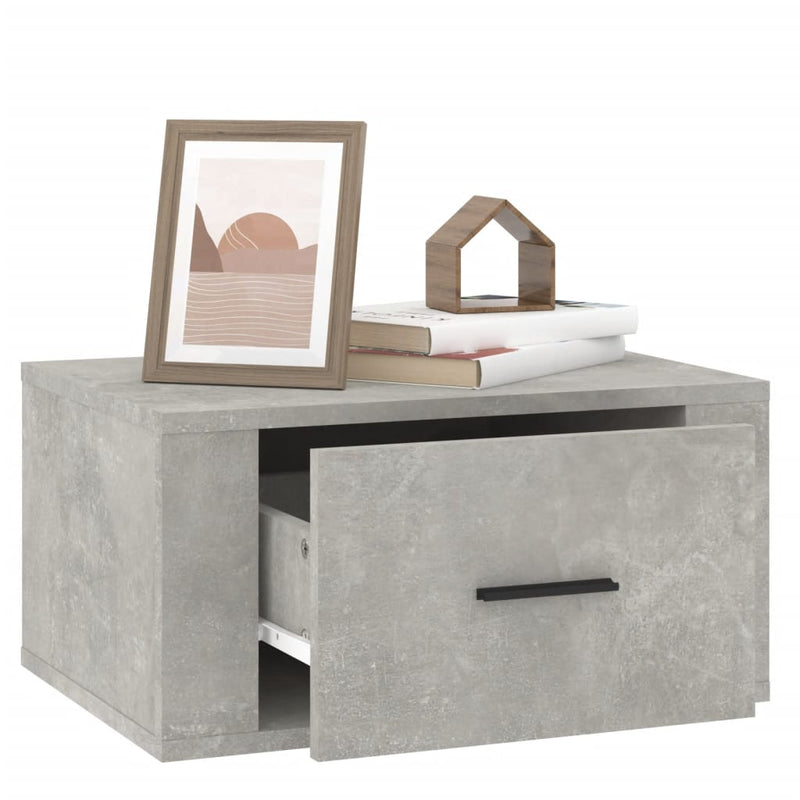 vidaXL 2 db betonszürke falra szerelhető éjjeliszekrény 50x36x25 cm