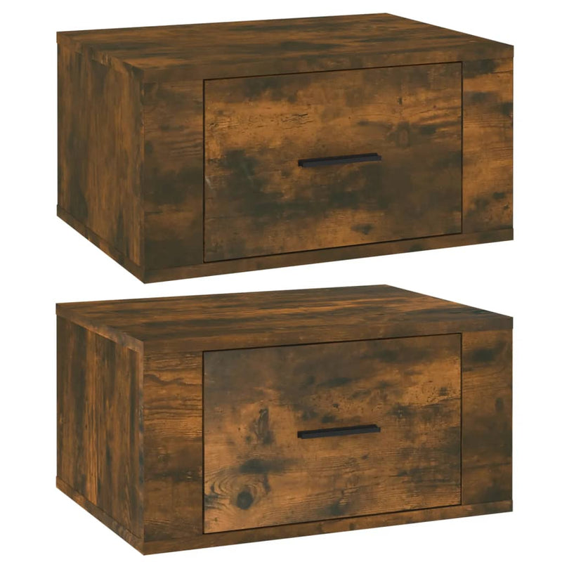 vidaXL 2db füstös tölgy színű fali éjjeliszekrény 50 x 36 x 25 cm