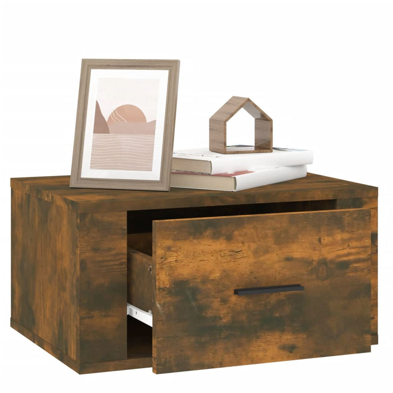 vidaXL 2db füstös tölgy színű fali éjjeliszekrény 50 x 36 x 25 cm