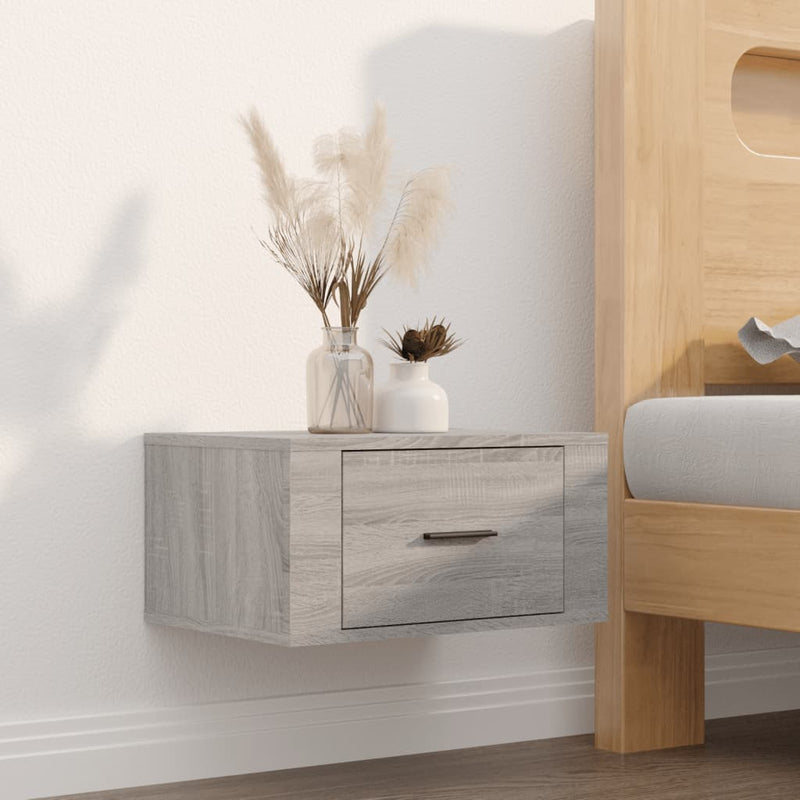 vidaXL 2 db szürke sonoma falra szerelhető éjjeliszekrény 50x36x25 cm