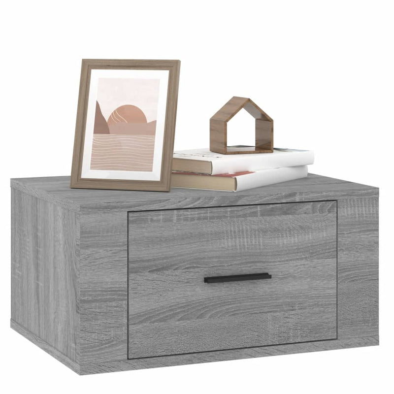 vidaXL 2 db szürke sonoma falra szerelhető éjjeliszekrény 50x36x25 cm