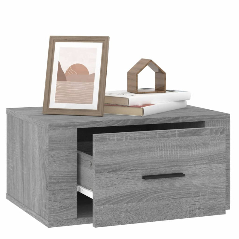 vidaXL 2 db szürke sonoma falra szerelhető éjjeliszekrény 50x36x25 cm