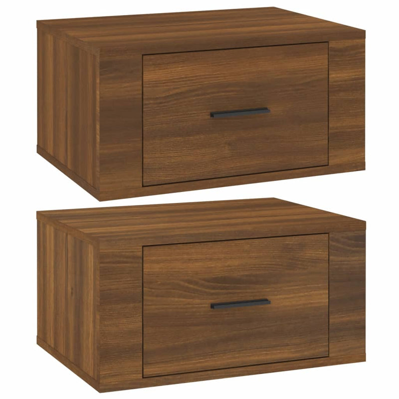 vidaXL 2 db barna tölgy színű fali éjjeliszekrény 50 x 36 x 25 cm