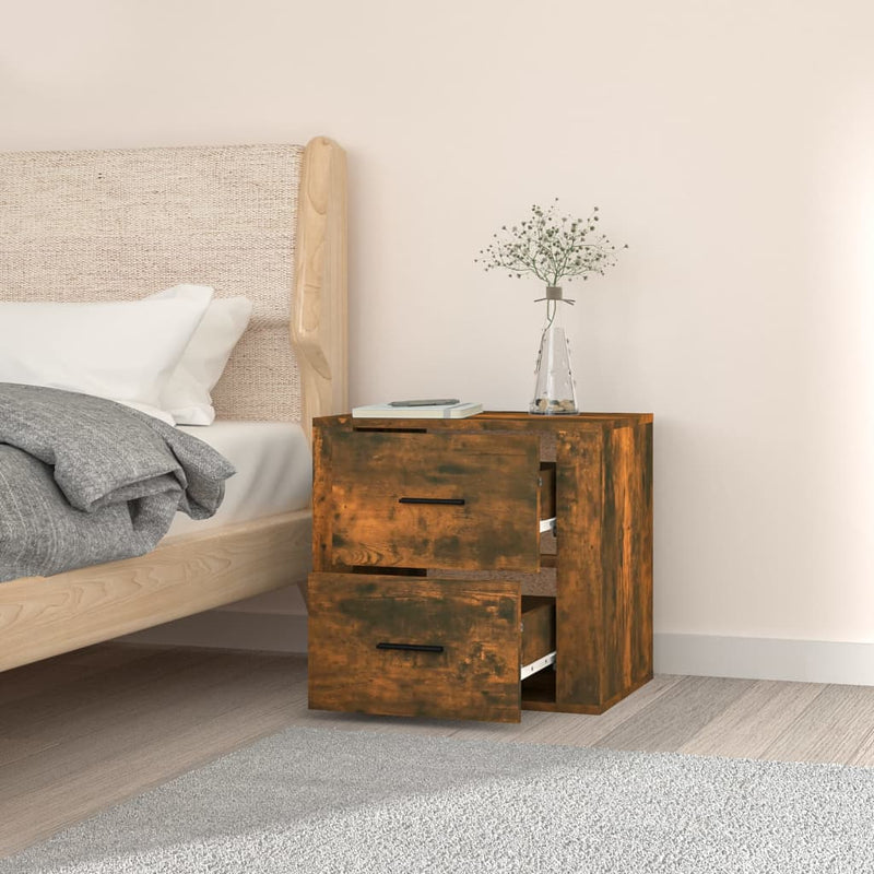 vidaXL füstös tölgy színű falra szerelhető éjjeliszekrény 50x36x47 cm