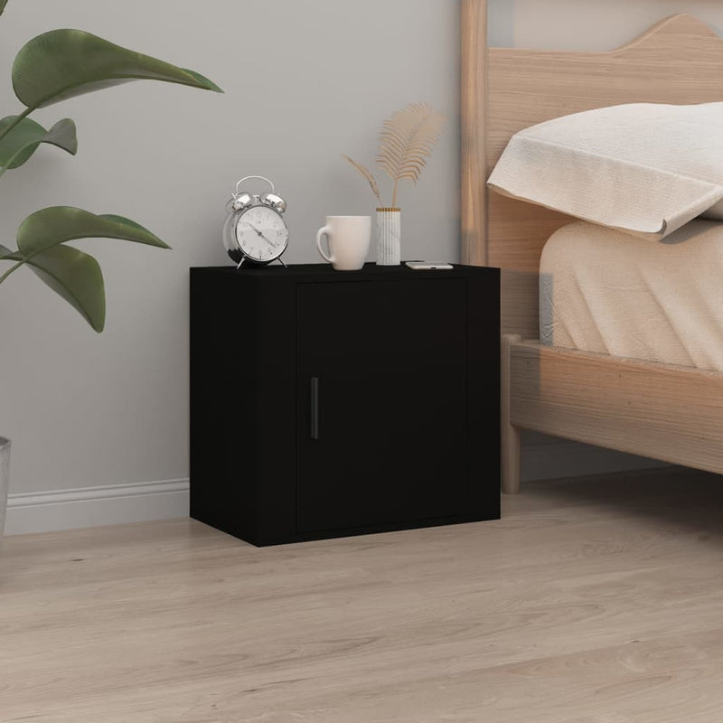 vidaXL 2 db fekete falra szerelhető éjjeliszekrény 50 x 30 x 47 cm